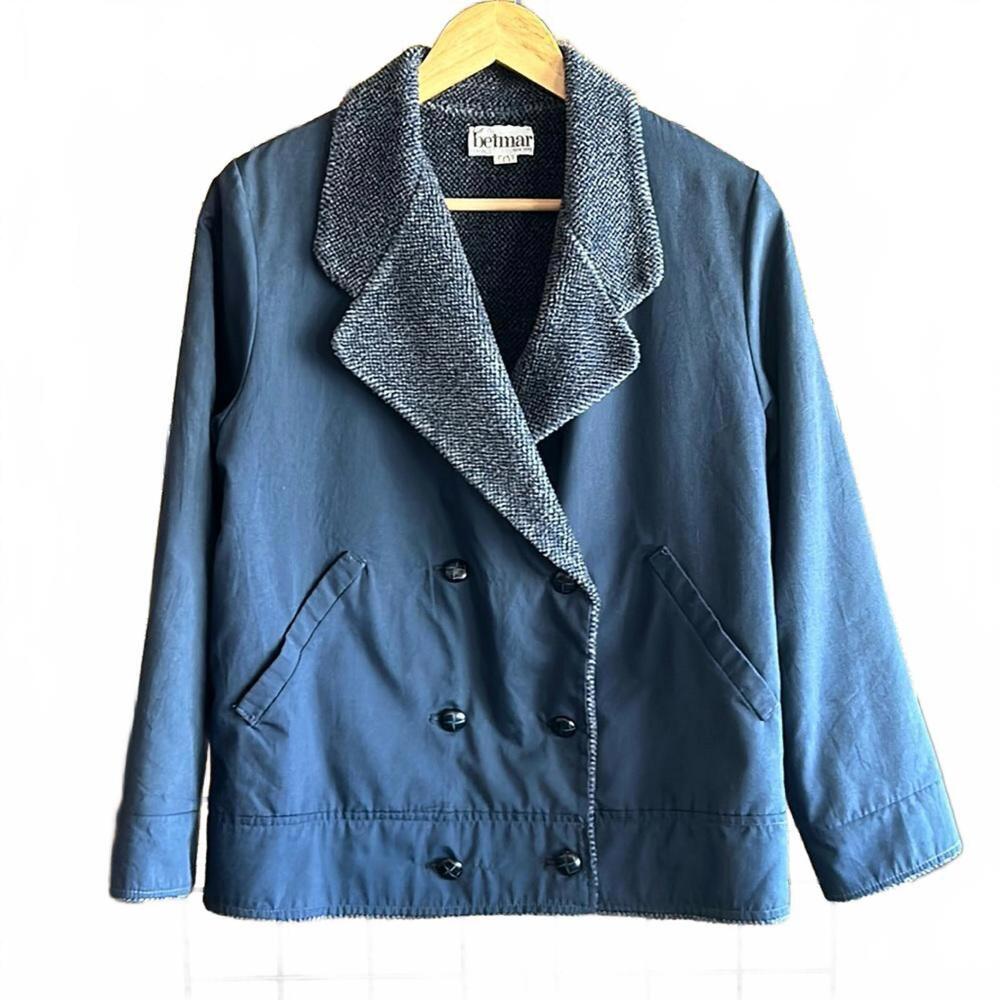 Betmar Navy Pea Coat with Textured Collar